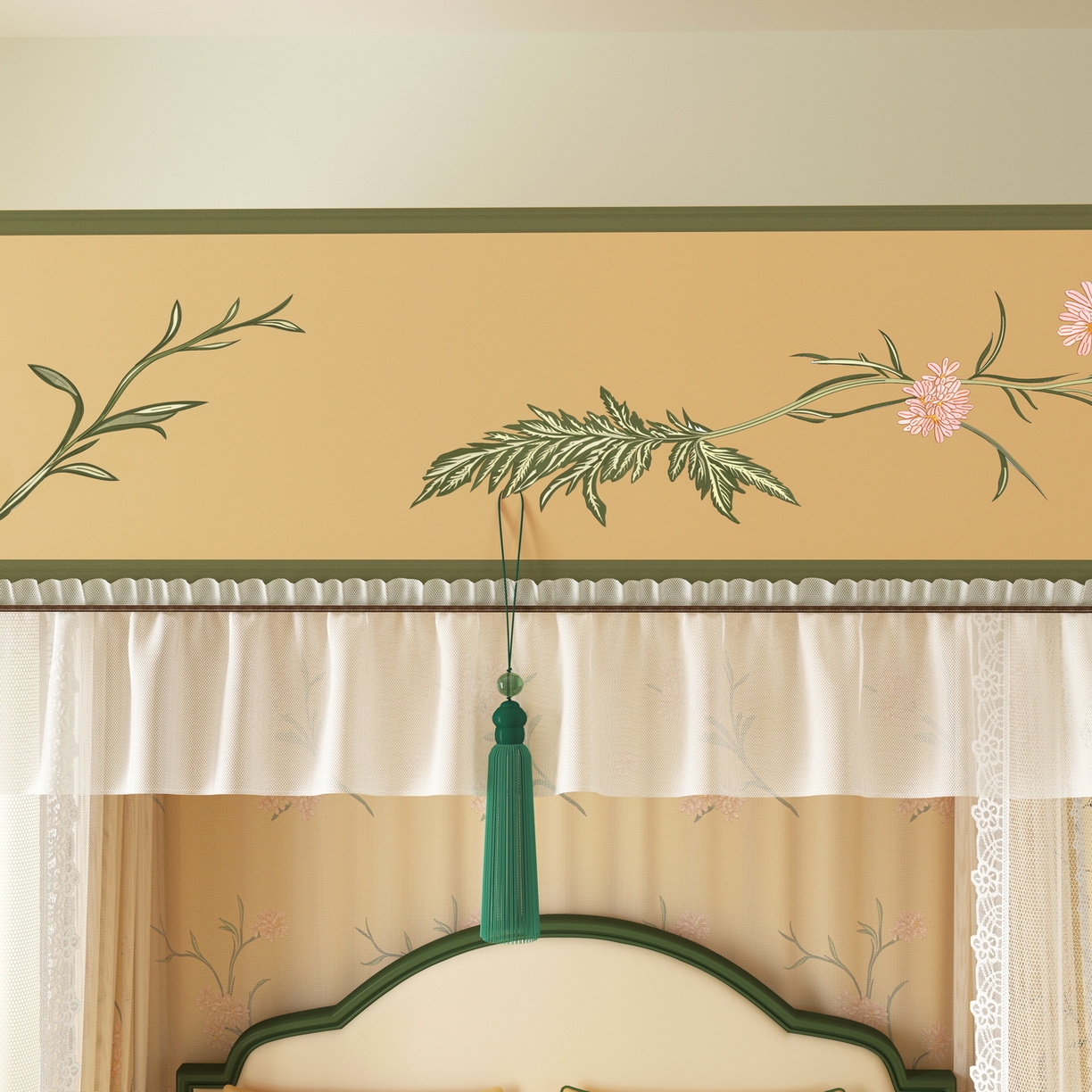 91家纺网 家纺一手货源 找家纺 艾晶美家纺有限公司 2025新款新中风双层双杆5面遮光落地宫廷蚊帐 云纱梦境