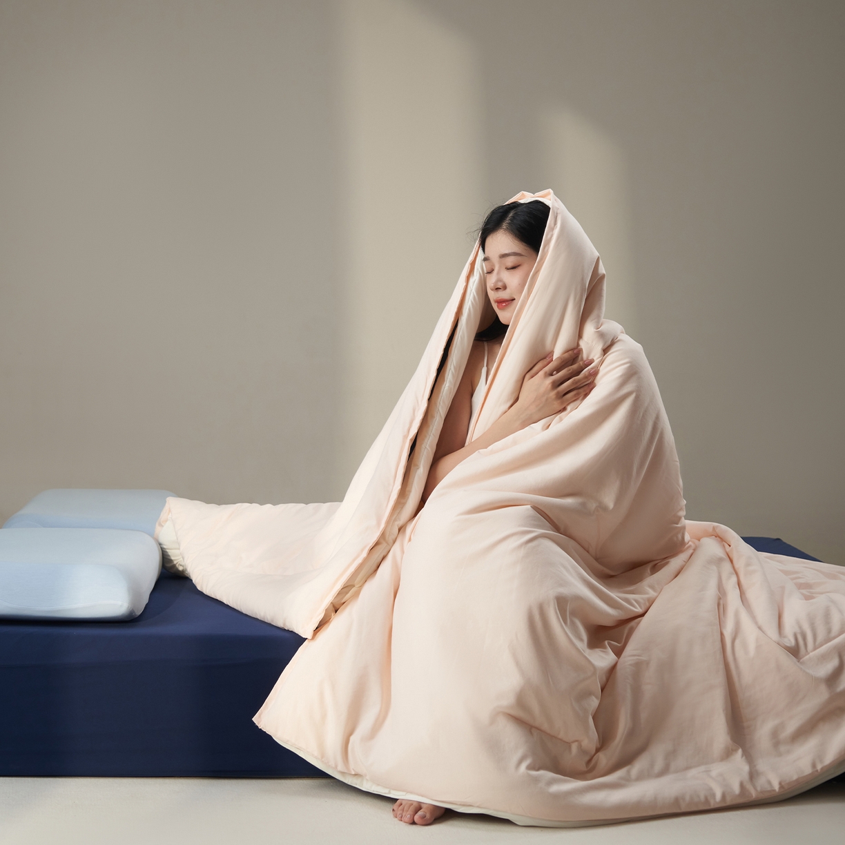 91家纺网 家纺一手货源 找家纺 星巴k家纺 2025新款子母被冬被深睡控温被·Pro2.0某朵同款控温深睡被被子被芯 柔云粉