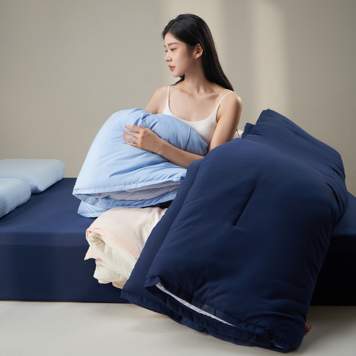 91家纺网 家纺一手货源 找家纺 星巴k家纺 2025新款子母被冬被深睡控温被·Pro2.0某朵同款控温深睡被被子被芯 深睡蓝