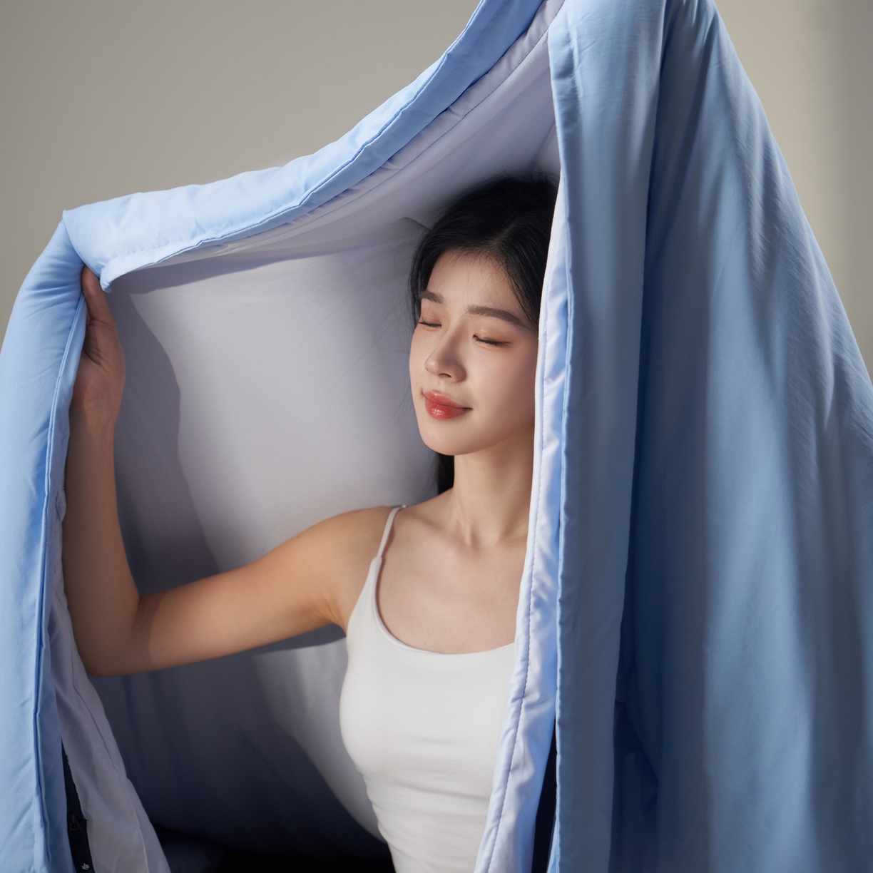 91家纺网 家纺一手货源 找家纺 星巴k家纺 2025新款子母被冬被深睡控温被·Pro2.0某朵同款控温深睡被被子被芯 清澄蓝