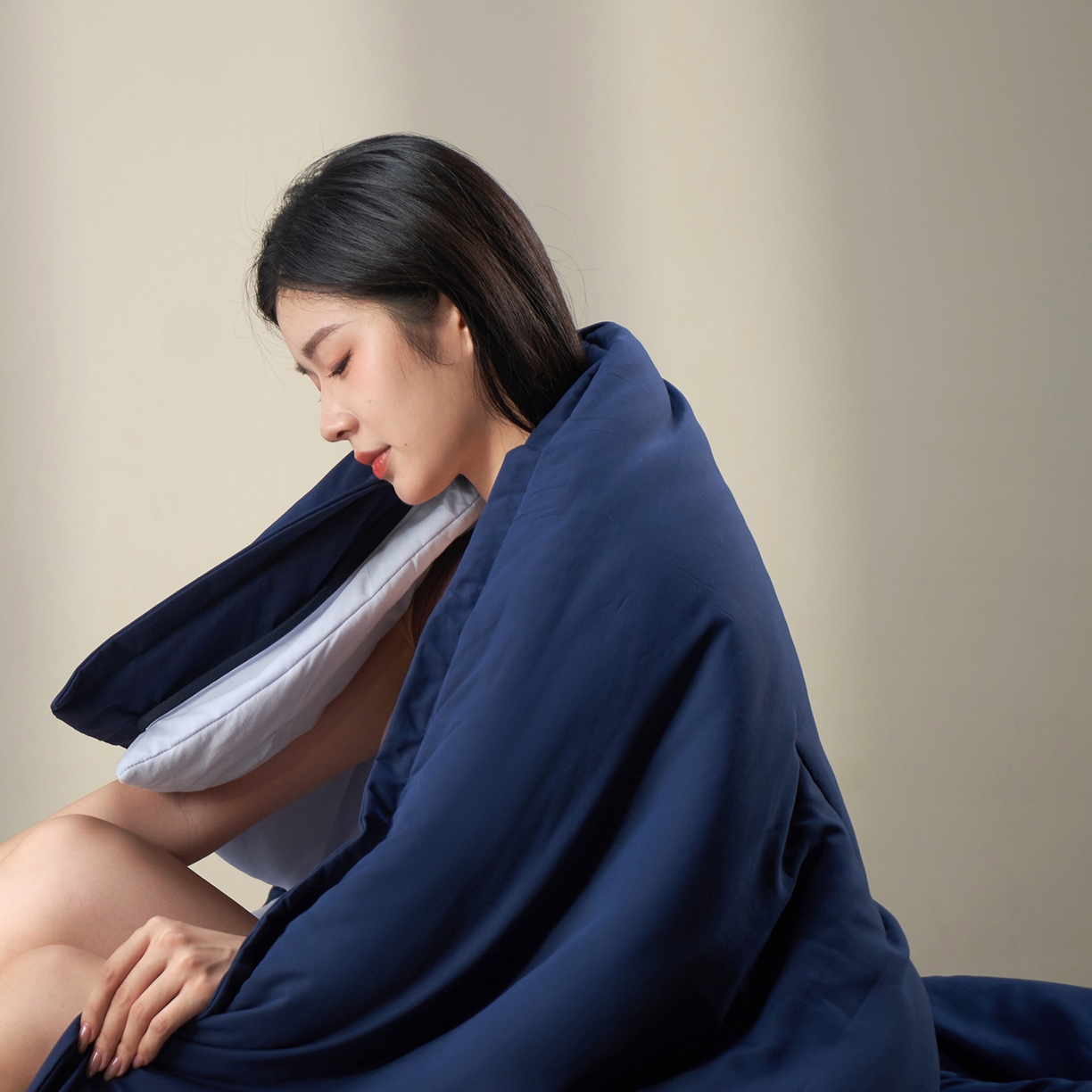 91家纺网 家纺一手货源 找家纺 星巴k家纺 2025新款子母被冬被深睡控温被·Pro2.0某朵同款控温深睡被被子被芯 深睡蓝