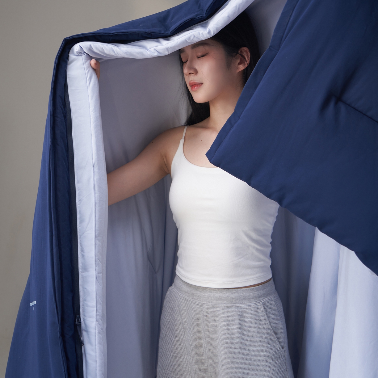 91家纺网 家纺一手货源 找家纺 星巴k家纺 2025新款子母被冬被深睡控温被·Pro2.0某朵同款控温深睡被被子被芯 深睡蓝