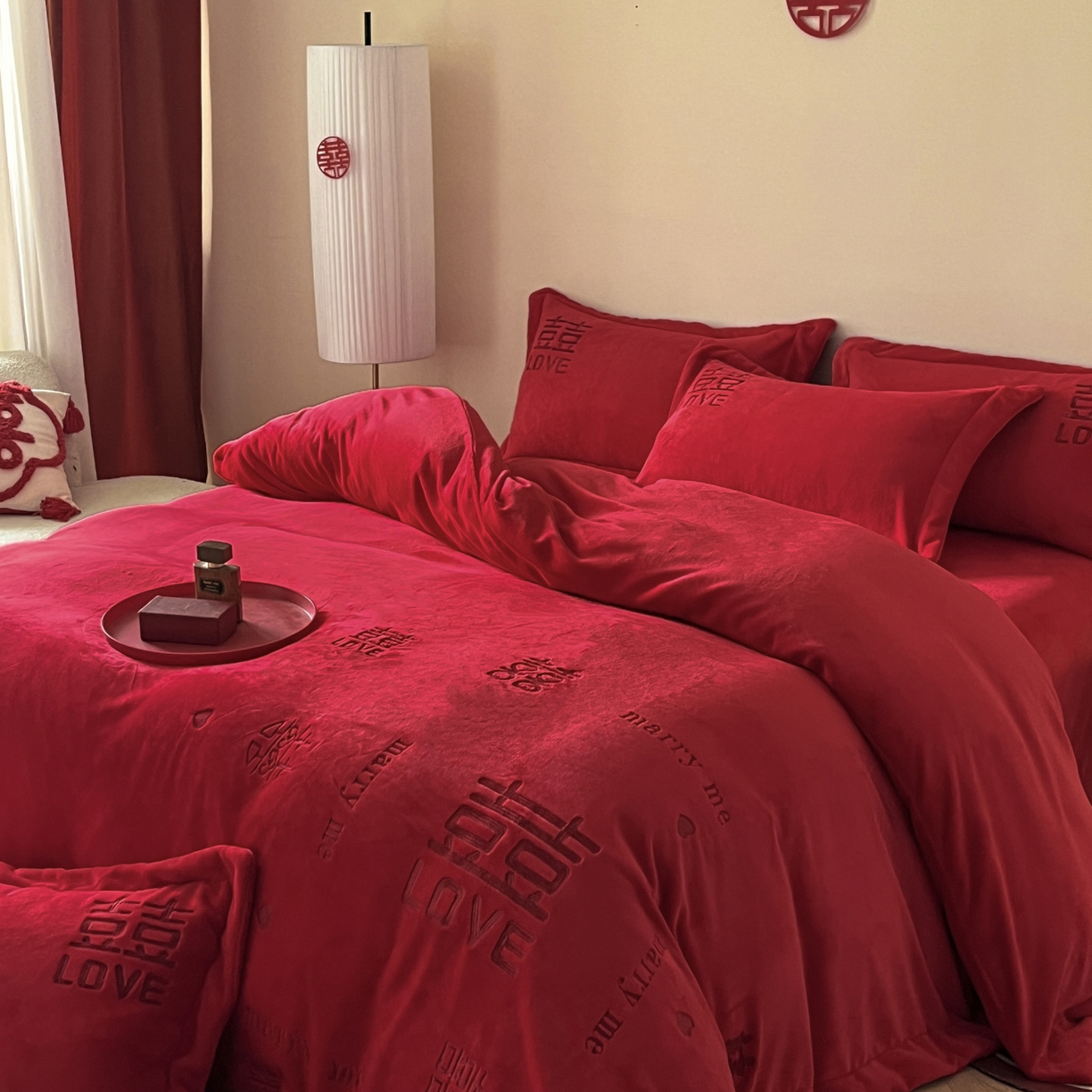 91家纺网 家纺一手货源 找家纺 （总）欧乐蒂 2025新款高克重牛奶绒刺绣四件套-家家有喜