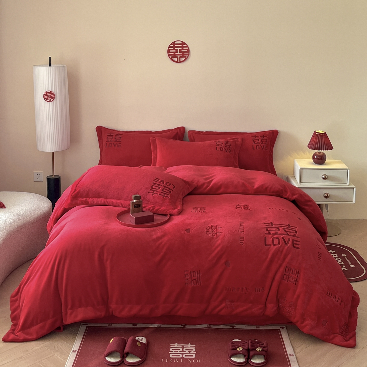 91家纺网 家纺一手货源 找家纺 （总）欧乐蒂 2025新款高克重牛奶绒刺绣四件套-家家有喜