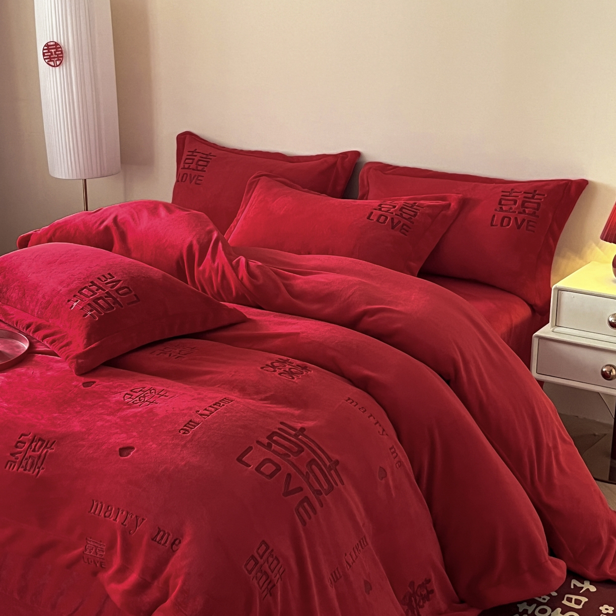 91家纺网 家纺一手货源 找家纺 （总）欧乐蒂 2025新款高克重牛奶绒刺绣四件套-家家有喜