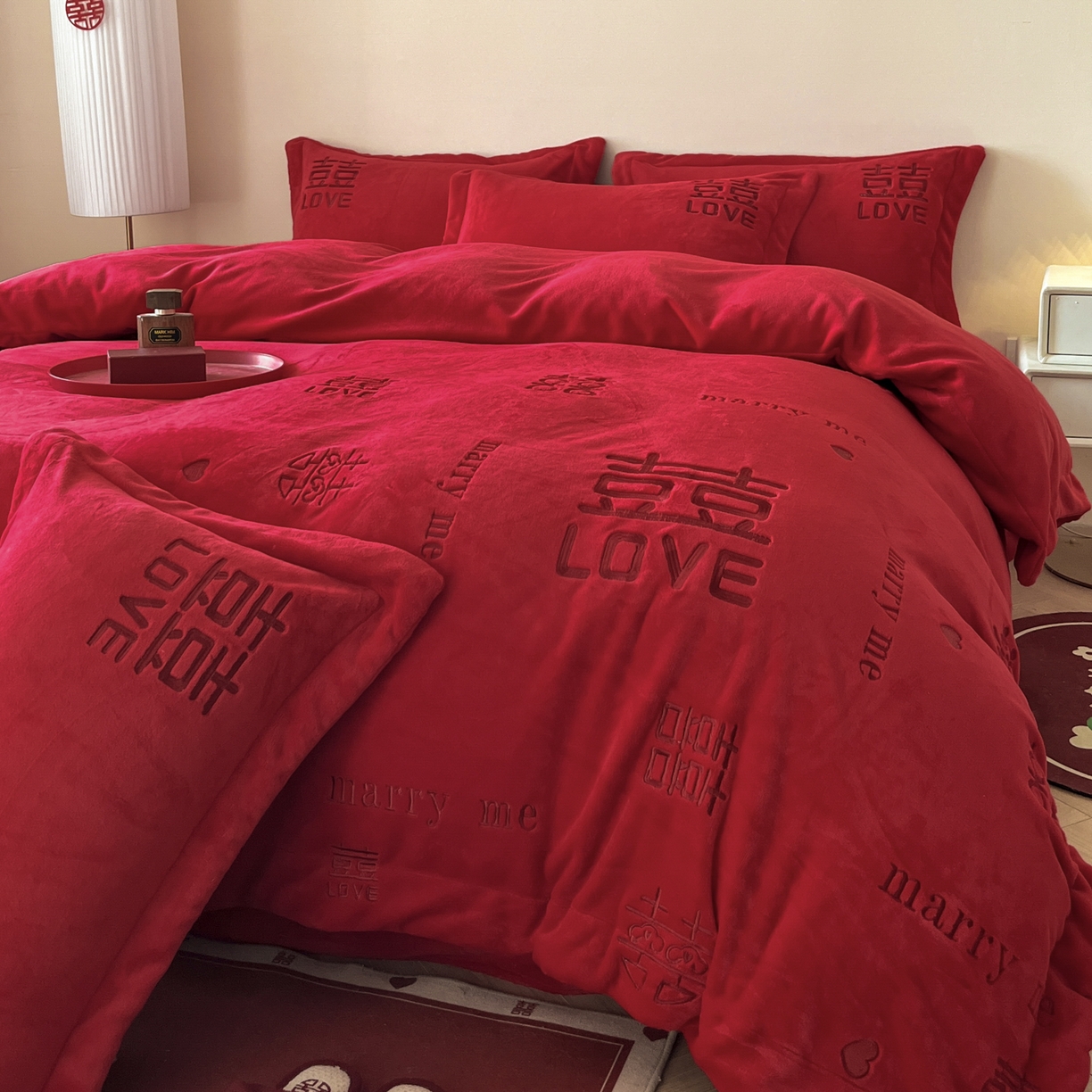 91家纺网 家纺一手货源 找家纺 （总）欧乐蒂 2025新款高克重牛奶绒刺绣四件套-家家有喜