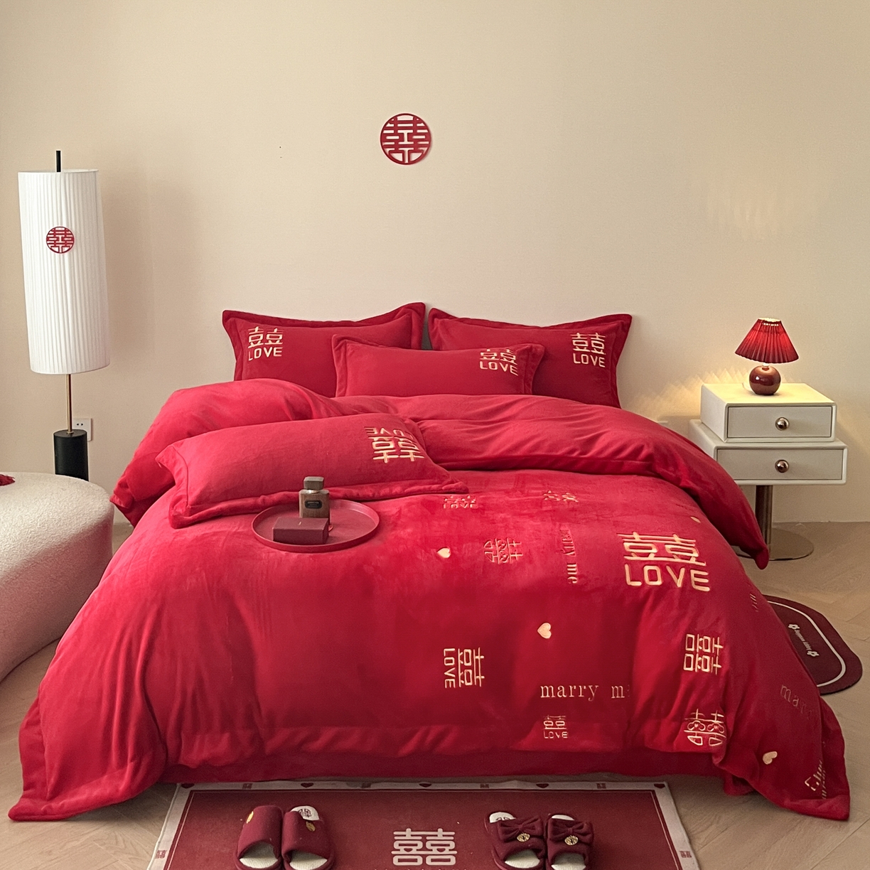 91家纺网 家纺一手货源 找家纺 （总）欧乐蒂 2025新款高克重牛奶绒刺绣四件套-家家有喜