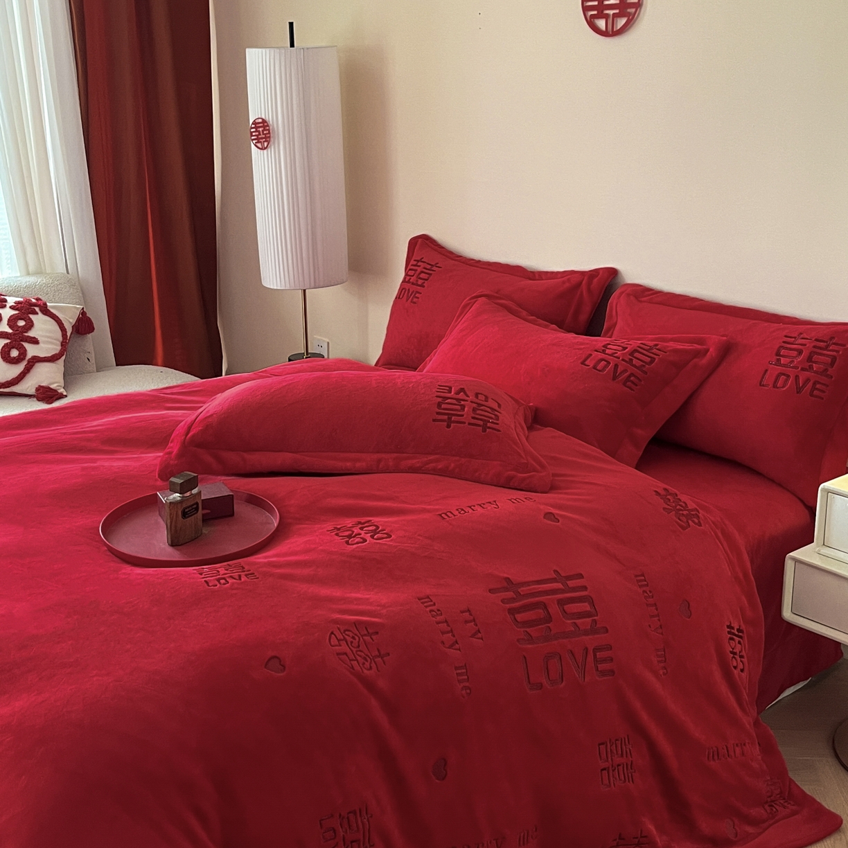 91家纺网 家纺一手货源 找家纺 （总）欧乐蒂 2025新款高克重牛奶绒刺绣四件套-家家有喜