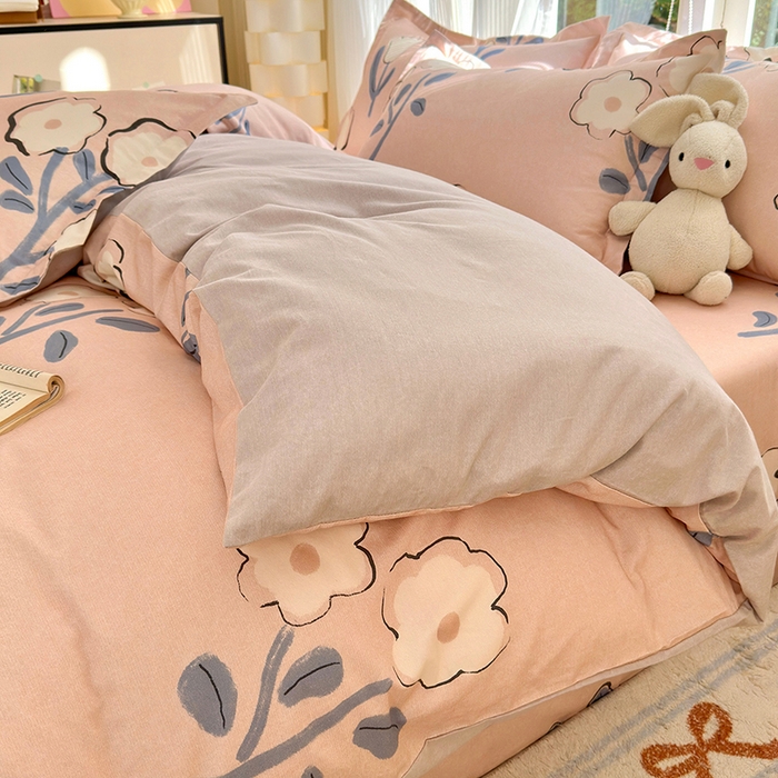 91家纺网 家纺一手货源 找家纺 拾物记 2025新款A类全棉纯棉加厚超柔磨毛四件套（提供 买家秀 质检报告和实验视频） 千芬里-桔