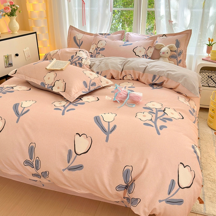 91家纺网 家纺一手货源 找家纺 拾物记 2025新款A类全棉纯棉加厚超柔磨毛四件套（提供 买家秀 质检报告和实验视频） 千芬里-桔