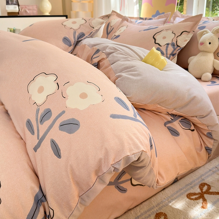 91家纺网 家纺一手货源 找家纺 拾物记 2025新款A类全棉纯棉加厚超柔磨毛四件套（提供 买家秀 质检报告和实验视频） 千芬里-桔