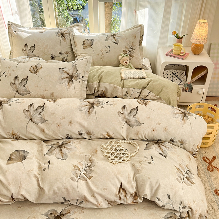 91家纺网 家纺一手货源 找家纺 拾物记 2025新款A类全棉纯棉加厚超柔磨毛四件套（提供 买家秀 质检报告和实验视频） 衫叶