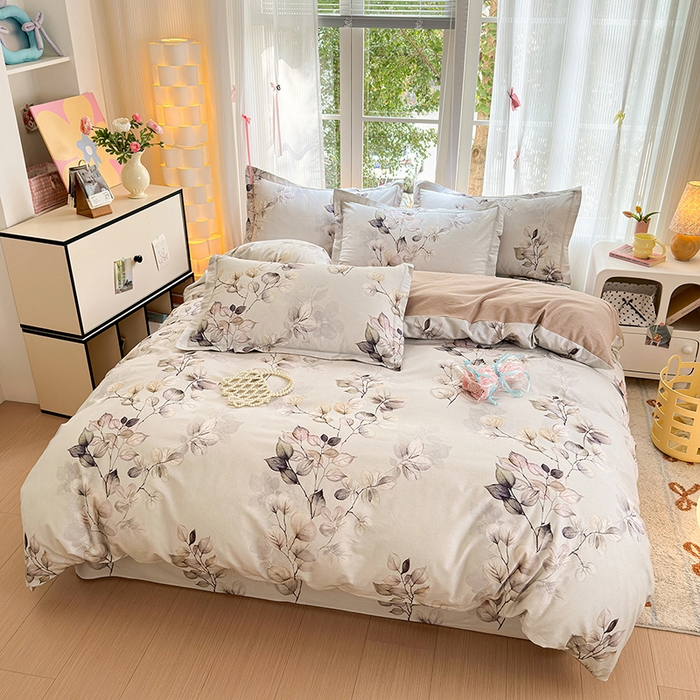 91家纺网 家纺一手货源 找家纺 拾物记 2025新款A类全棉纯棉加厚超柔磨毛四件套（提供 买家秀 质检报告和实验视频） 舒蔓枝