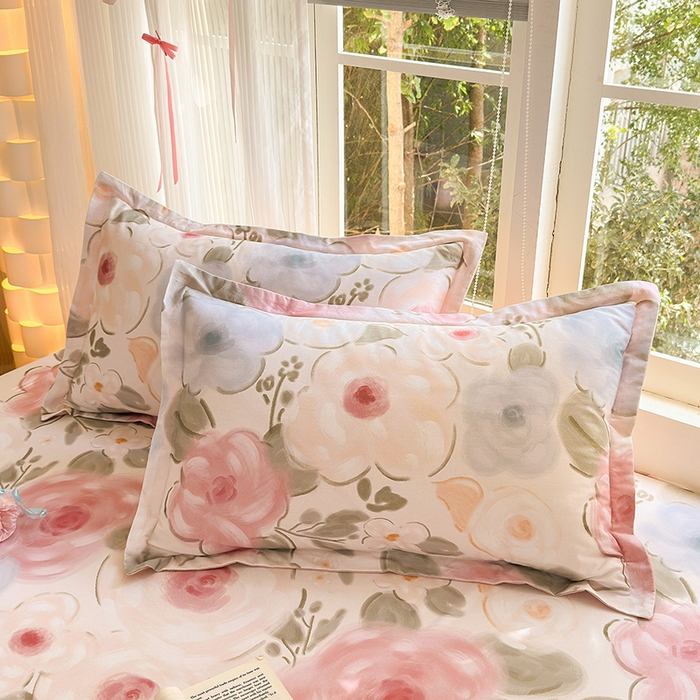 91家纺网 家纺一手货源 找家纺 拾物记 2025新款A类全棉纯棉加厚超柔磨毛四件套（提供 买家秀 质检报告和实验视频） 桃汐-粉