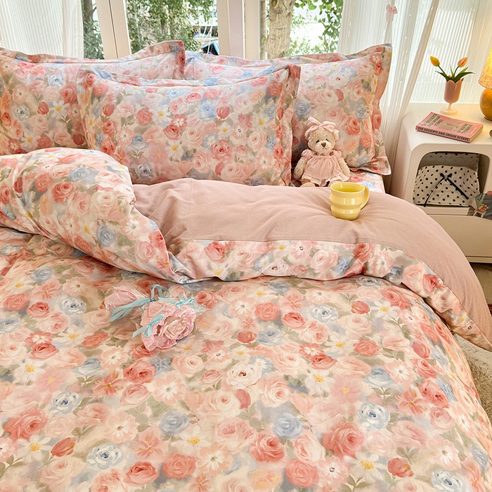 91家纺网 家纺一手货源 找家纺 拾物记 2025新款A类全棉纯棉加厚超柔磨毛四件套（提供 买家秀 质检报告和实验视频） 甜梦茶语