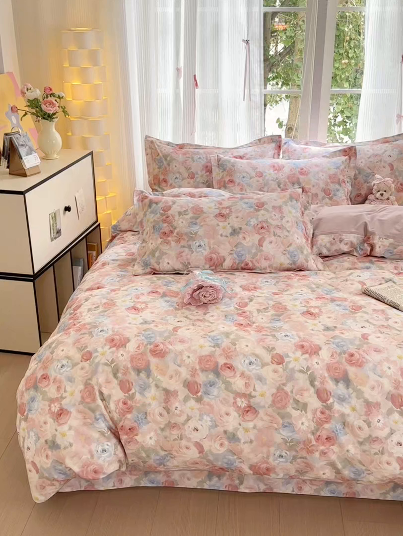 91家纺网 家纺一手货源 找家纺 拾物记 2025新款A类全棉纯棉加厚超柔磨毛四件套（提供 买家秀 质检报告和实验视频） 甜梦茶语