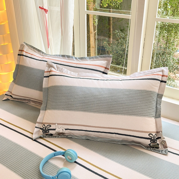 91家纺网 家纺一手货源 找家纺 拾物记 2025新款A类全棉纯棉加厚超柔磨毛四件套（提供 买家秀 质检报告和实验视频） 甜甜兔-蓝