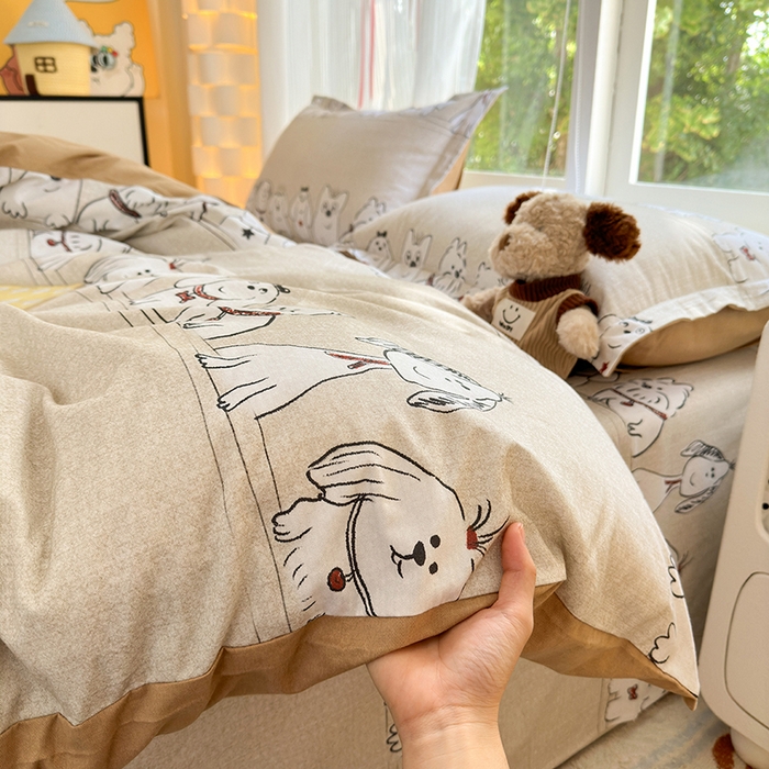 91家纺网 家纺一手货源 找家纺 拾物记 2025新款A类全棉纯棉加厚超柔磨毛四件套（提供 买家秀 质检报告和实验视频） 小奥汀-咖