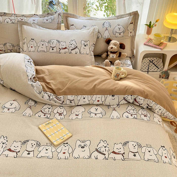 91家纺网 家纺一手货源 找家纺 拾物记 2025新款A类全棉纯棉加厚超柔磨毛四件套（提供 买家秀 质检报告和实验视频） 小奥汀-咖