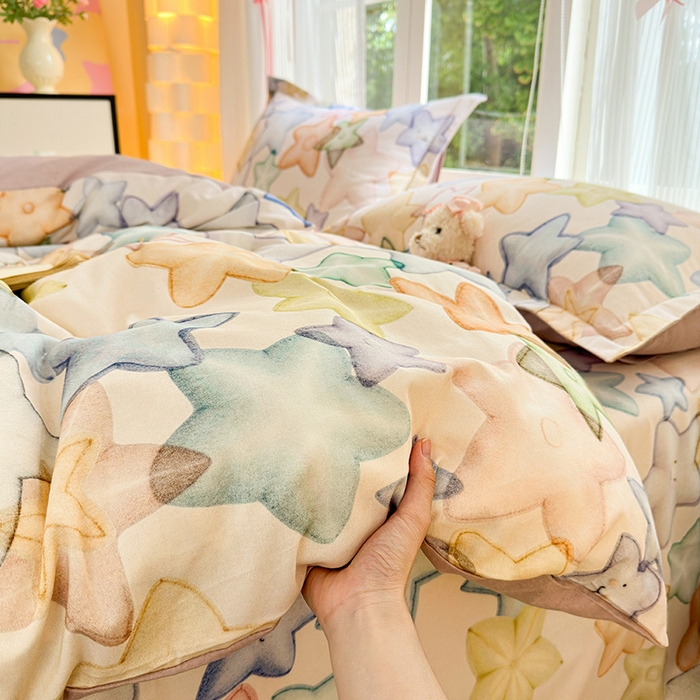 91家纺网 家纺一手货源 找家纺 拾物记 2025新款A类全棉纯棉加厚超柔磨毛四件套（提供 买家秀 质检报告和实验视频） 星晚-粉