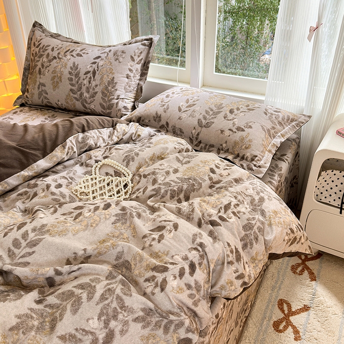 91家纺网 家纺一手货源 找家纺 拾物记 2025新款A类全棉纯棉加厚超柔磨毛四件套（提供 买家秀 质检报告和实验视频） 折枝春山