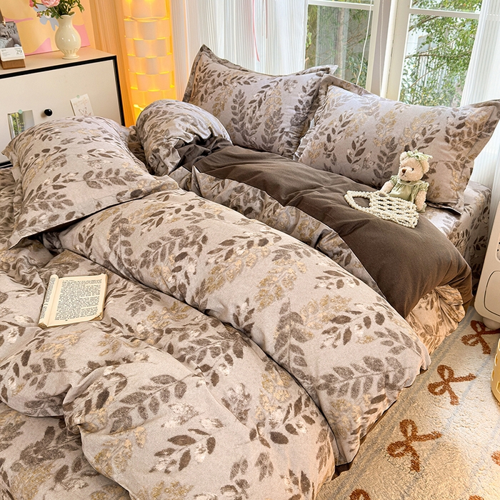 91家纺网 家纺一手货源 找家纺 拾物记 2025新款A类全棉纯棉加厚超柔磨毛四件套（提供 买家秀 质检报告和实验视频） 折枝春山