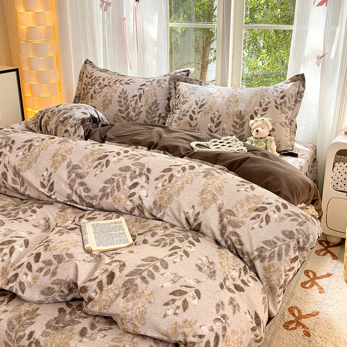 91家纺网 家纺一手货源 找家纺 拾物记 2025新款A类全棉纯棉加厚超柔磨毛四件套（提供 买家秀 质检报告和实验视频） 折枝春山