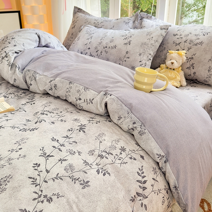 91家纺网 家纺一手货源 找家纺 拾物记 2025新款A类全棉纯棉加厚超柔磨毛四件套（提供 买家秀 质检报告和实验视频） 织梦-灰