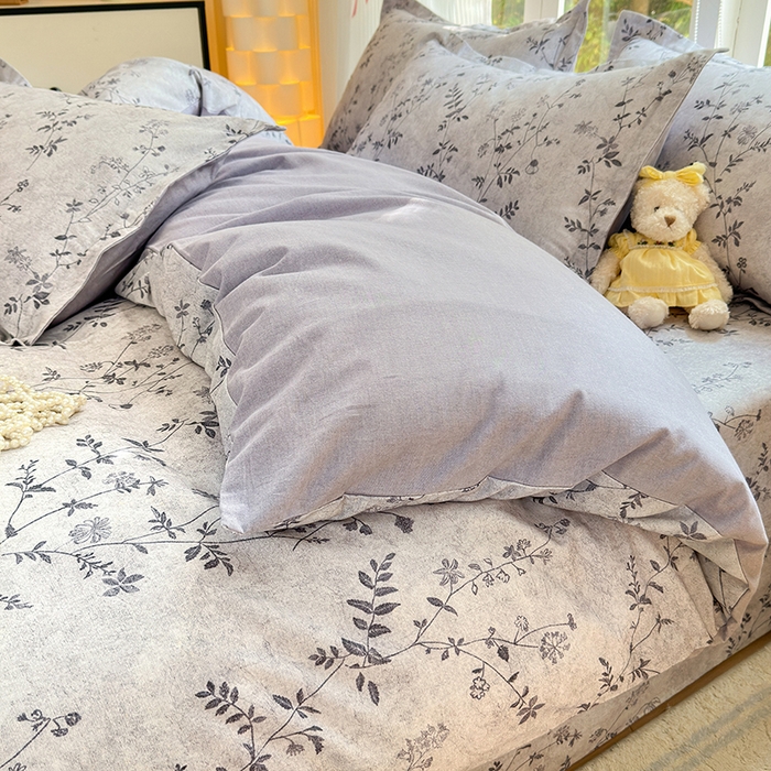 91家纺网 家纺一手货源 找家纺 拾物记 2025新款A类全棉纯棉加厚超柔磨毛四件套（提供 买家秀 质检报告和实验视频） 织梦-灰