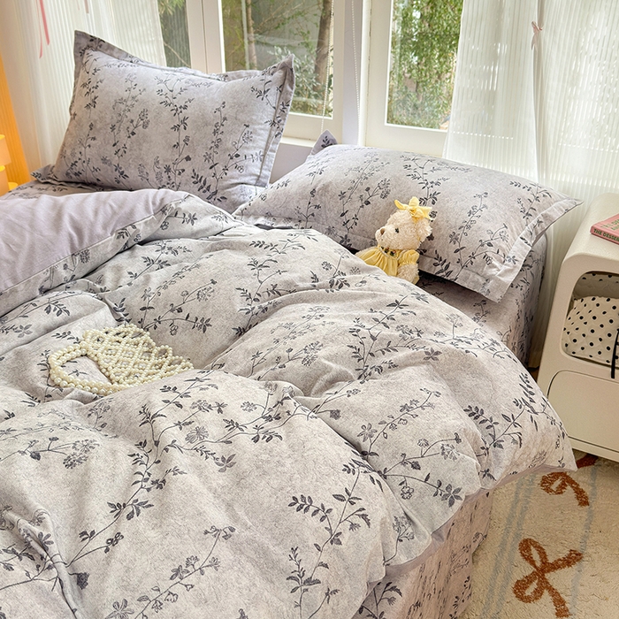 91家纺网 家纺一手货源 找家纺 拾物记 2025新款A类全棉纯棉加厚超柔磨毛四件套（提供 买家秀 质检报告和实验视频） 织梦-灰