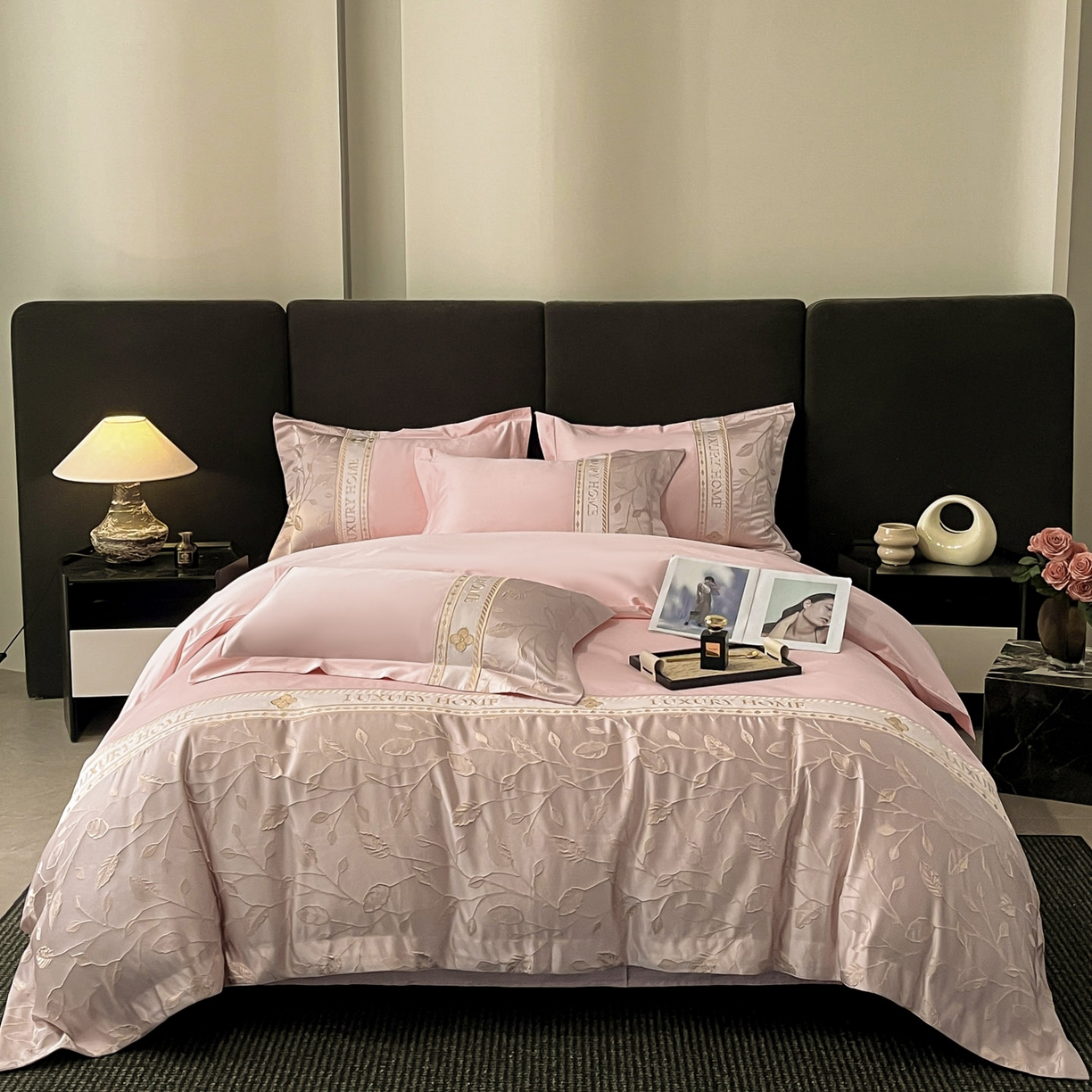 91家纺网 家纺一手货源 找家纺 （总）女子家纺 2025新款A类亲肤棉刺绣拼接四件套-诺言系列