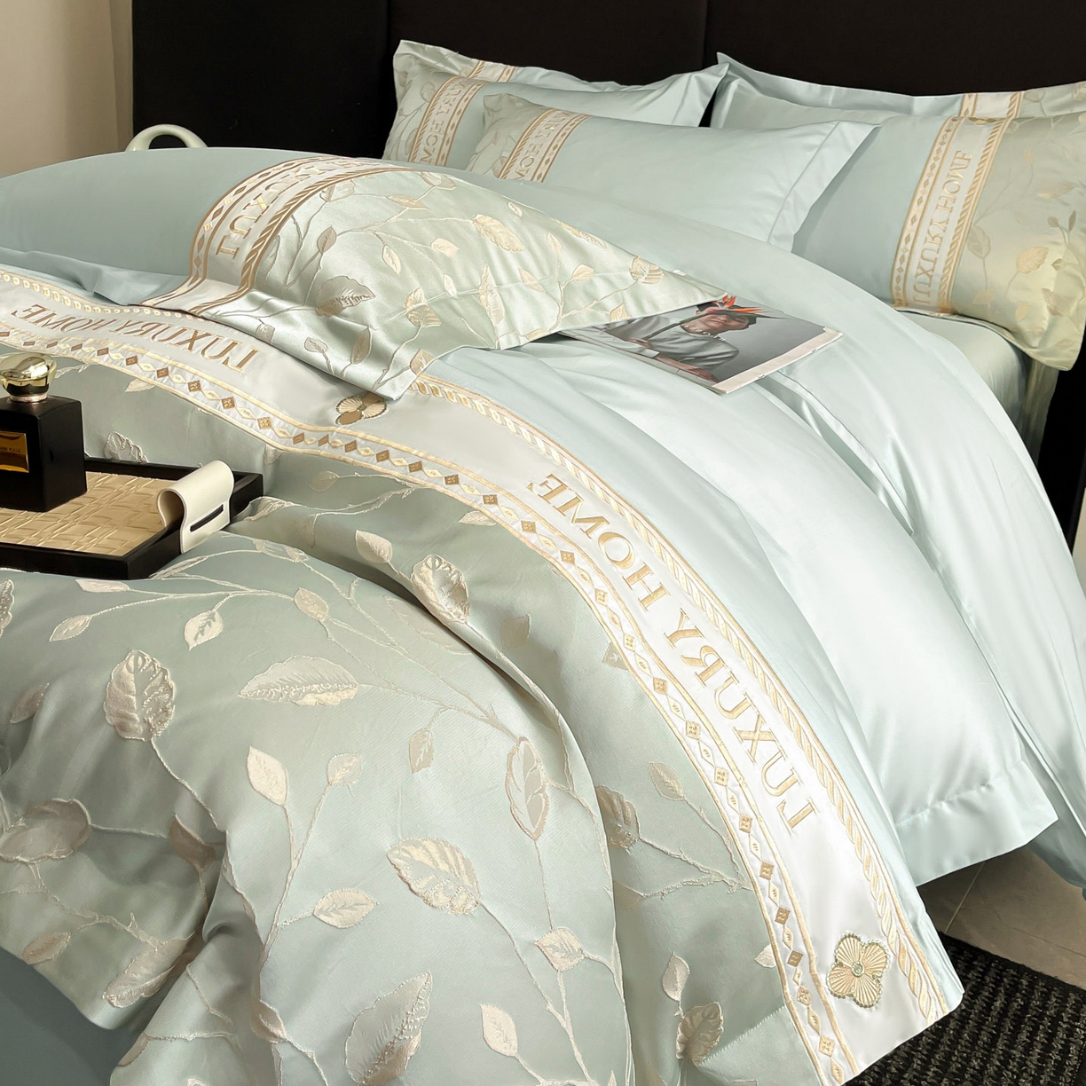 91家纺网 家纺一手货源 找家纺 （总）女子家纺 2025新款A类亲肤棉刺绣拼接四件套-诺言系列