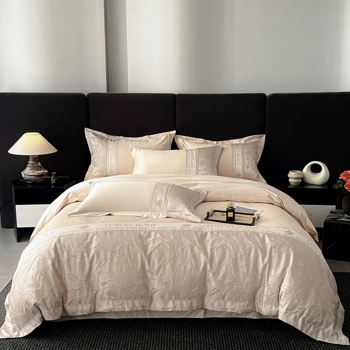 91家纺网 家纺一手货源 找家纺 （总）女子家纺 2025新款A类亲肤棉刺绣拼接四件套-诺言系列