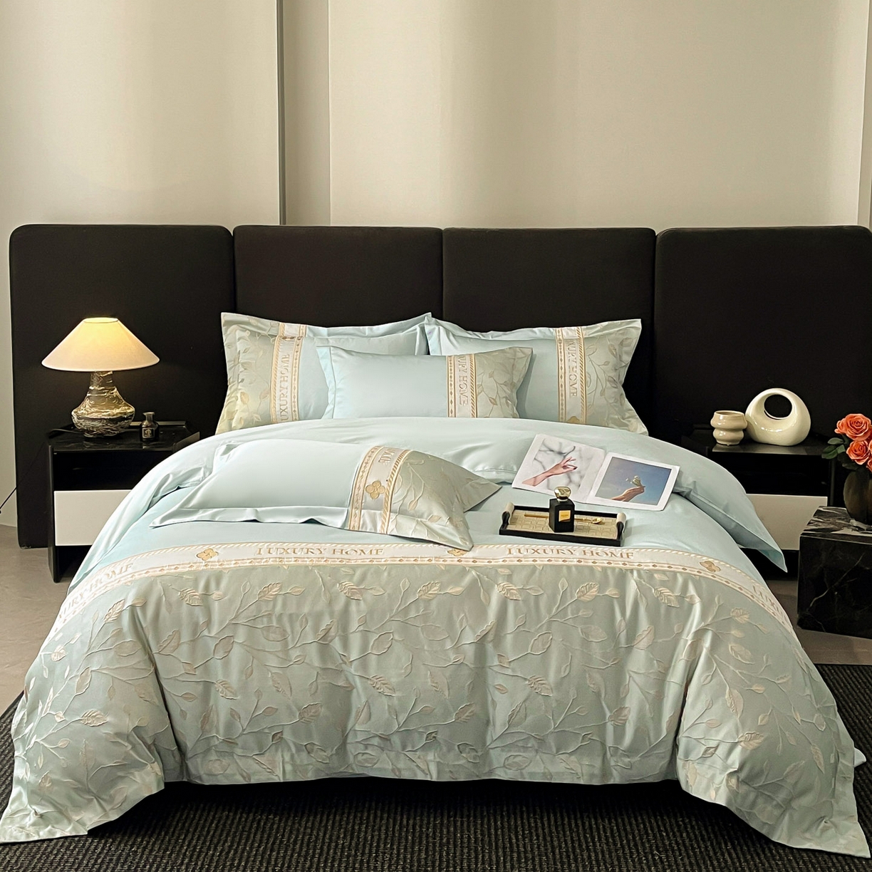 91家纺网 家纺一手货源 找家纺 （总）女子家纺 2025新款A类亲肤棉刺绣拼接四件套-诺言系列