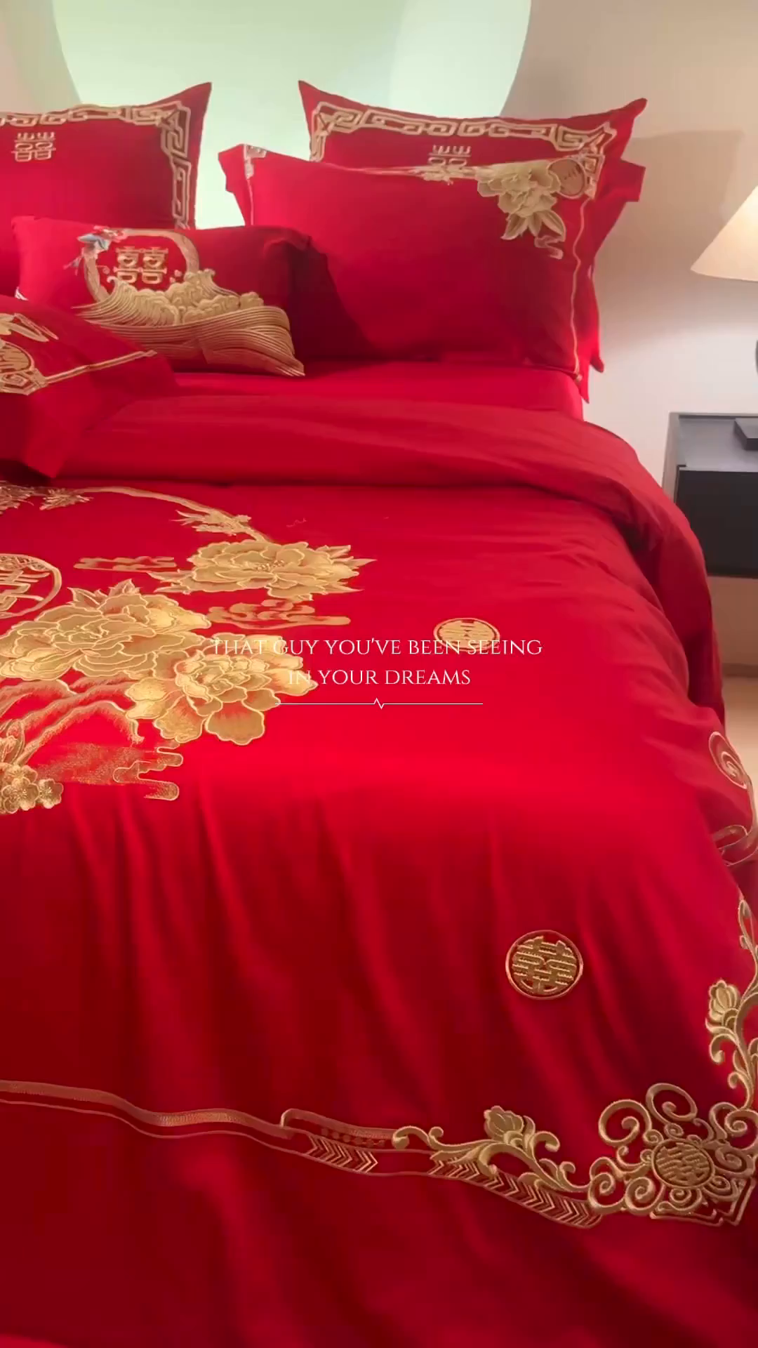 91家纺网 家纺一手货源 找家纺 佳汐蓝家纺 2025新款100支全棉刺绣婚庆四件套-喜满华堂 喜满华堂-金