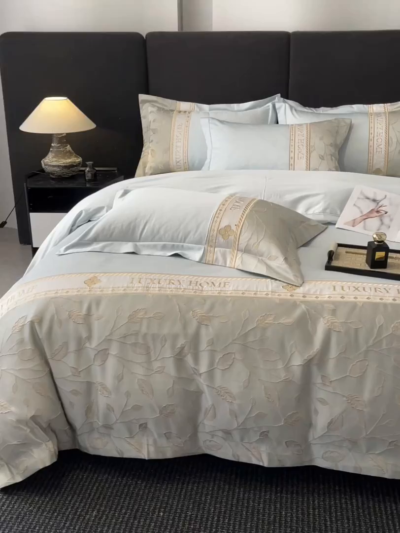 91家纺网 家纺一手货源 找家纺 （总）女子家纺 2025新款A类亲肤棉刺绣拼接四件套-诺言系列