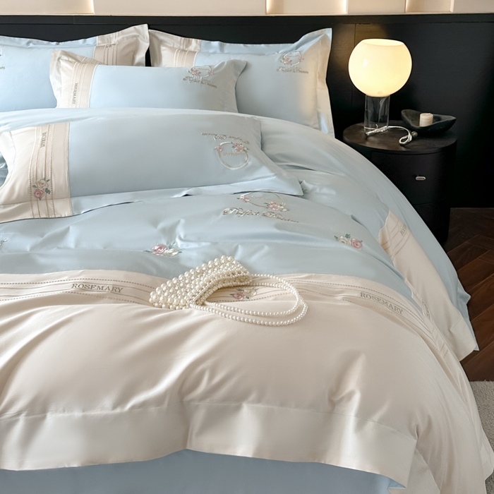 91家纺网 家纺一手货源 找家纺 （总）女子家纺 2025新款A类亲肤棉刺绣系列四件套-邂逅系列