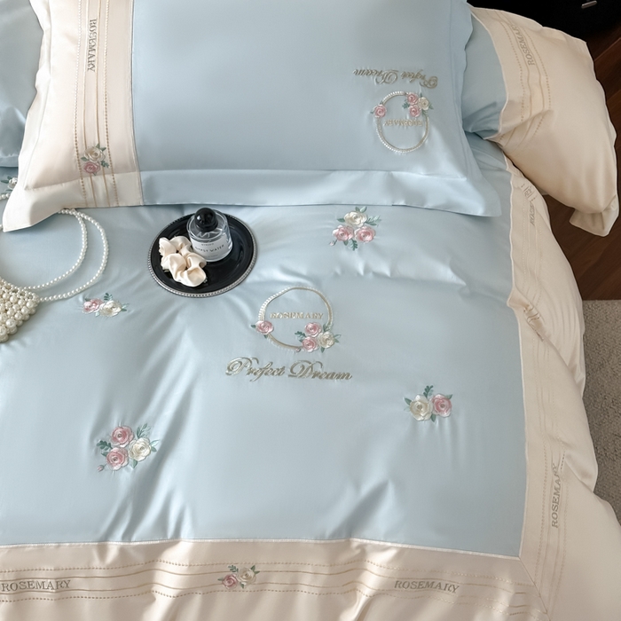 91家纺网 家纺一手货源 找家纺 （总）女子家纺 2025新款A类亲肤棉刺绣系列四件套-邂逅系列