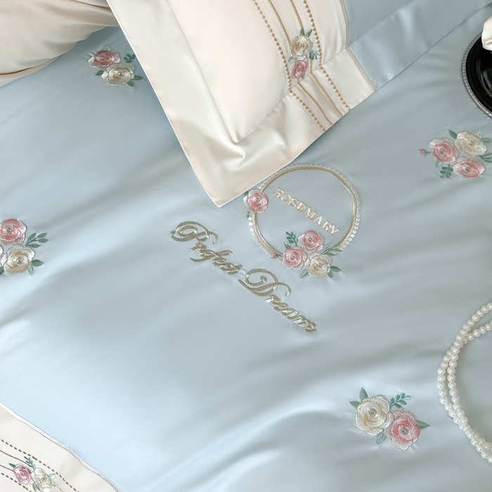 91家纺网 家纺一手货源 找家纺 （总）女子家纺 2025新款A类亲肤棉刺绣系列四件套-邂逅系列