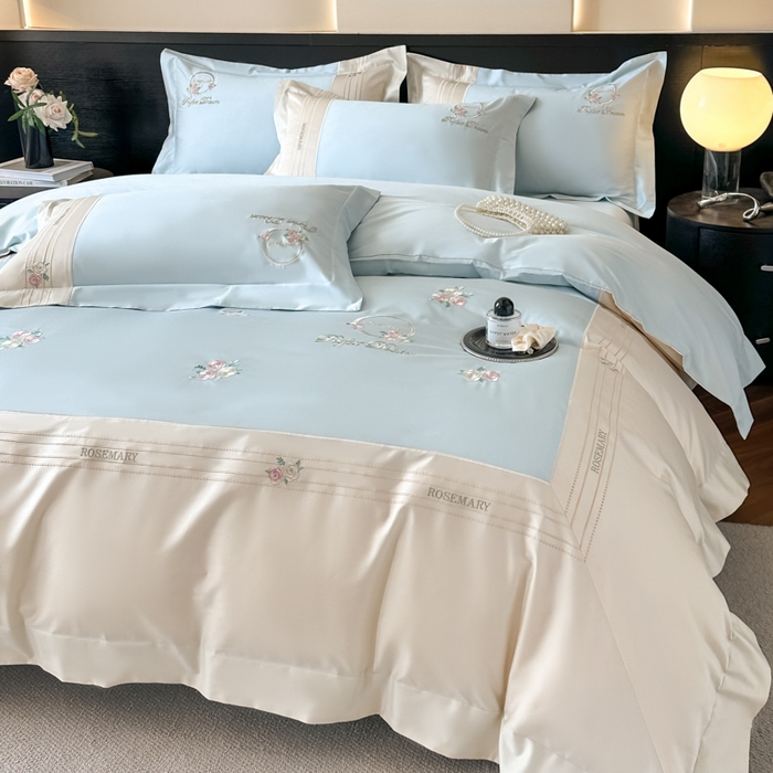 91家纺网 家纺一手货源 找家纺 （总）女子家纺 2025新款A类亲肤棉刺绣系列四件套-邂逅系列