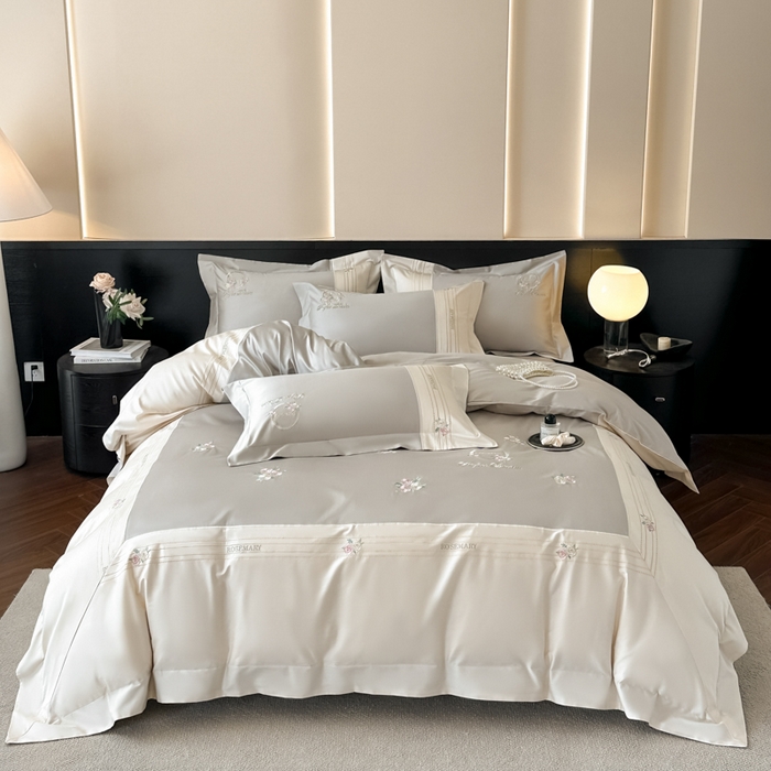 91家纺网 家纺一手货源 找家纺 （总）女子家纺 2025新款A类亲肤棉刺绣系列四件套-邂逅系列