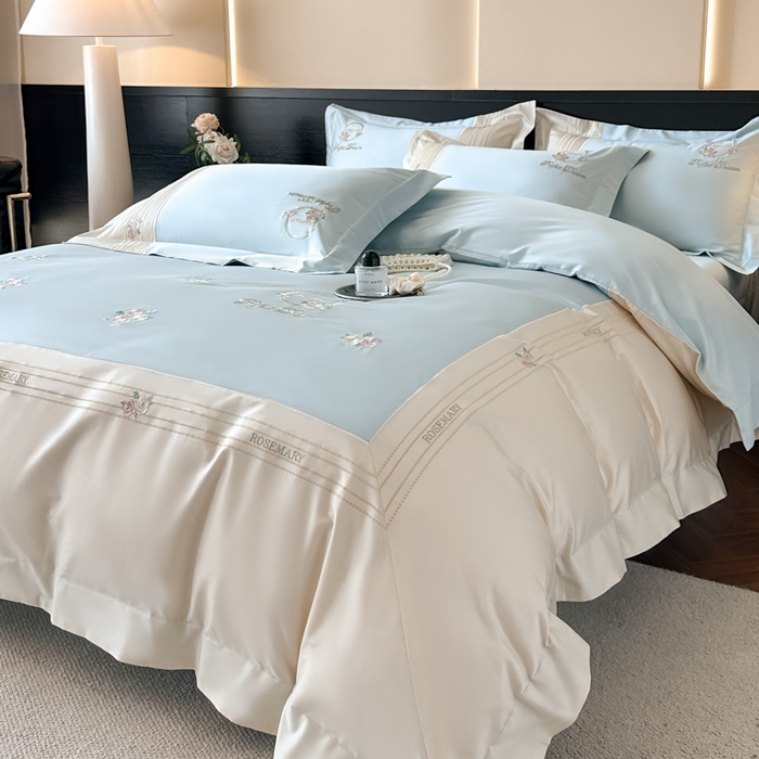 91家纺网 家纺一手货源 找家纺 （总）女子家纺 2025新款A类亲肤棉刺绣系列四件套-邂逅系列