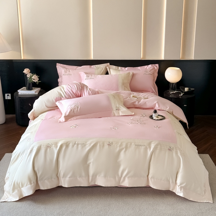 91家纺网 家纺一手货源 找家纺 （总）女子家纺 2025新款A类亲肤棉刺绣系列四件套-邂逅系列