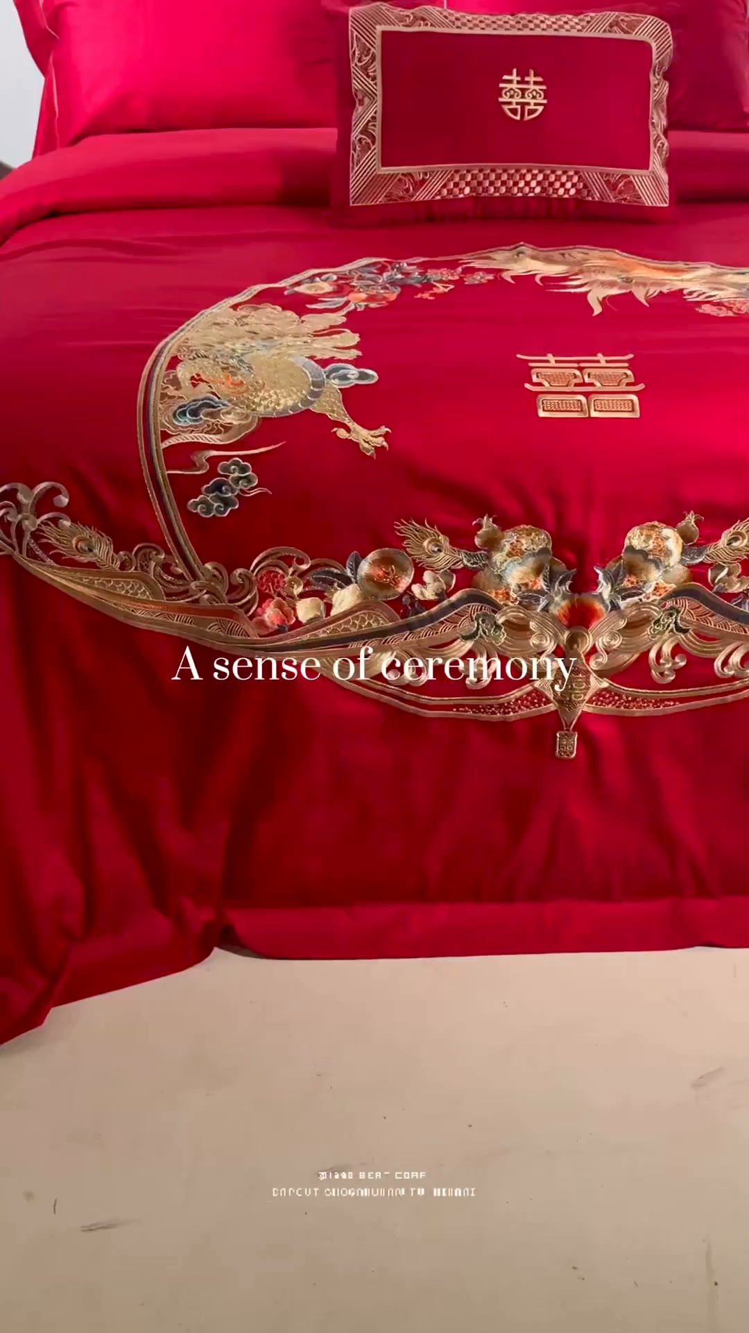 91家纺网 家纺一手货源 找家纺 （总）佳汐蓝家纺 2025新款100支全棉刺绣婚庆四件套-宫囍龙凤