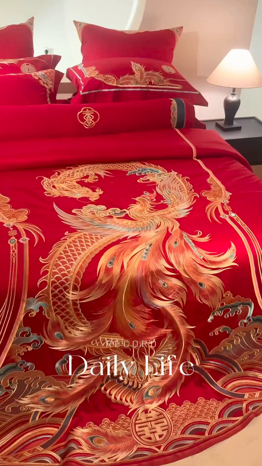 91家纺网 家纺一手货源 找家纺 （总）佳汐蓝家纺 2025新款100支贡缎提花全棉刺绣婚庆四件套-龙凤喜合