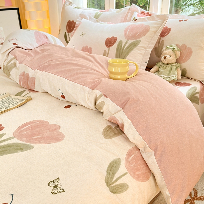 91家纺网 家纺一手货源 找家纺 拾物记 2025新款A类全棉纯棉加厚超柔磨毛单被套（提供买家秀质检报告和实验视频） 蝴蝶千颂-粉