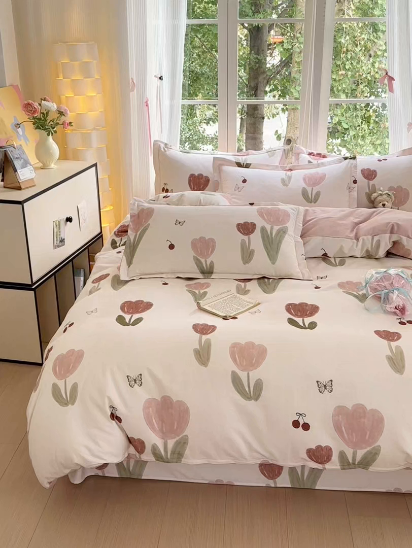 91家纺网 家纺一手货源 找家纺 拾物记 2025新款A类全棉纯棉加厚超柔磨毛单被套（提供买家秀质检报告和实验视频） 蝴蝶千颂-粉