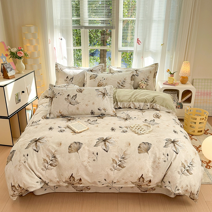 91家纺网 家纺一手货源 找家纺 拾物记 2025新款A类全棉纯棉加厚超柔磨毛单被套（提供买家秀质检报告和实验视频） 衫叶