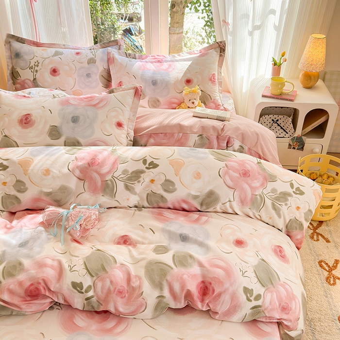 91家纺网 家纺一手货源 找家纺 拾物记 2025新款A类全棉纯棉加厚超柔磨毛单被套（提供买家秀质检报告和实验视频） 桃汐-粉