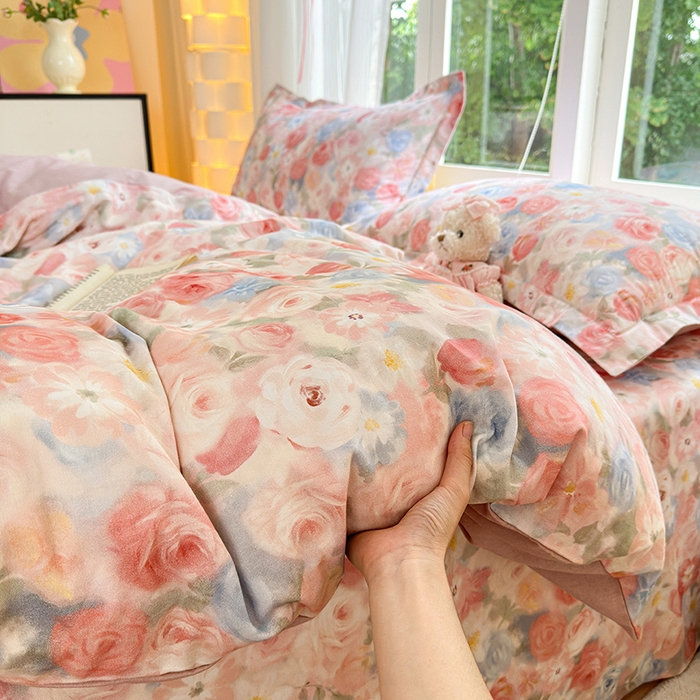 91家纺网 家纺一手货源 找家纺 拾物记 2025新款A类全棉纯棉加厚超柔磨毛单被套（提供买家秀质检报告和实验视频） 甜梦茶语